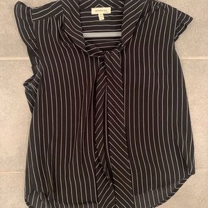 Black and White Striped Business Blouse!